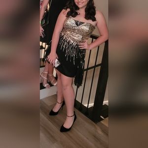 NWTs Sherri Hill Strapless Silk sequin dress s16